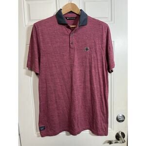 Travis Mathew Men’s Red Heather Performance Polo Shirt Large Golf Casual